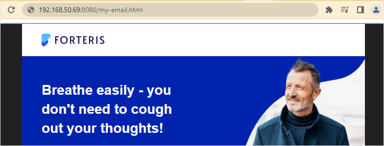 An example of an email displayed in an iframe